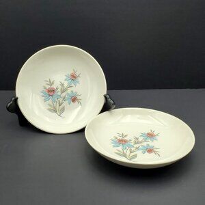 Steubenville Pottery Co Fairlane Shallow Soup Bowls 8" Floral Pasta Bowls